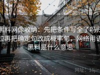黑料网像收纳：先把条件写全了吗归位再把确定句改成概率句，网络用语黑料是什么意思