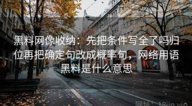 黑料网像收纳：先把条件写全了吗归位再把确定句改成概率句，网络用语黑料是什么意思