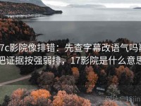 17c影院像排错：先查字幕改语气吗再把证据按强弱排，17影院是什么意思